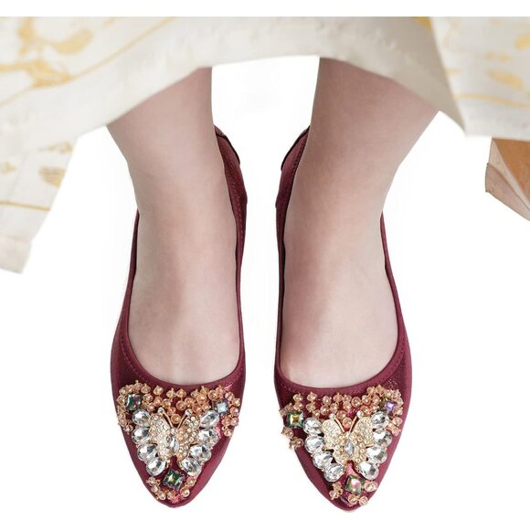 🆕Women's Red Ballet Flat Shoes Wedding Flats Slip Comfortable on Flats - Picture 5 of 7